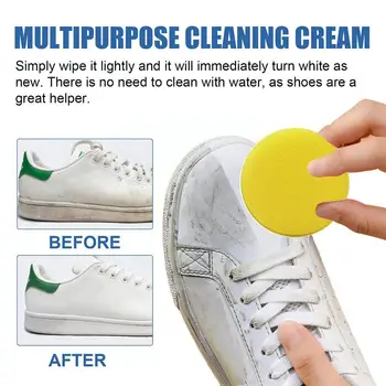 100 г Многофункционального крема для чистки белой обуви С губкой, очищающего Средство для удаления спортивных пятен, ухода за обувью, протирки T5W5
