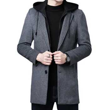 Хорошая Мужская одежда, Модный Тренч, Утепленная мужская Шерстяная куртка, пальто средней длины, Зимнее теплое Пальто, Мужская Одежда S-5XL