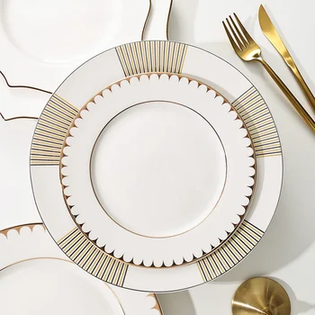 Тарелка для западной кухни, высококачественная домашняя паста, легкий роскошный белый керамический диск, поворотная тарелка в европейском стиле, тарелка для стейка