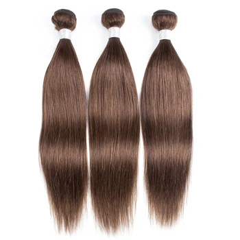 Цвет # 4 Темно-коричневый, 3 пучка, 300 г/лот, плетение из индийских человеческих волос Remy, прямые, без спутывания, Gemlong