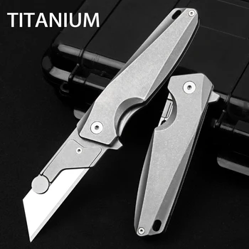 Титановый универсальный нож EDC, карманный нож для резки Коробок, Лезвие для бритвы, Инструмент EDC, Складной нож, Титановый резак для бумаги, Применение EDC