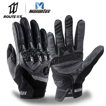 Мотоциклетные перчатки Masontex из углеродного волокна с сенсорным экраном, перчатки на полный палец, перчатки для мотокросса на 4 сезона