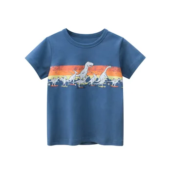 Футболка Для мальчиков с Динозавром от 2 до 8 лет, Одежда для малышей, Летний Топ для Младенцев, Хлопковая футболка с коротким рукавом, Модные Свободные Детские футболки