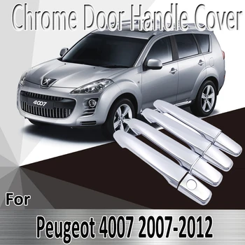 для Peugeot 4007 2007 ~ 2012 2008 2009 2010 2011 Наклейки Украшение Хромированная дверная ручка крышка Ремонт автомобильных Аксессуаров