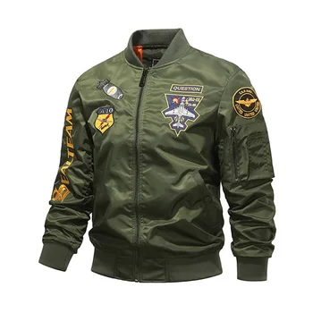 Весенняя куртка-бомбер Мужская оверсайз армейские куртки в стиле милитари с длинным рукавом Винтажные осенние пальто MA1 с воротником-стойкой, ветровка, одежда