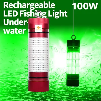 Аккумулятор внутри 100 Вт 200 Вт Светильник для подводной рыбалки Белый Зеленый светодиодный светильник для ловли кальмаров
