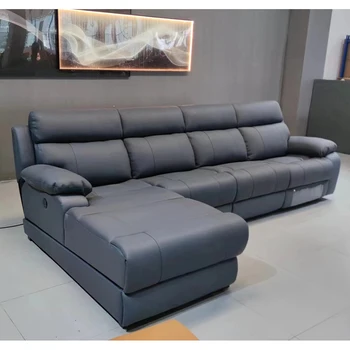 Максимальный комфорт: Итальянский Кожаный диван Linlamlim с электроприводом с электроприводом и дополнительным угловым театральным диваном L-образной формы