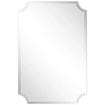 Стильное настенное зеркало без рамы с прямоугольным скосом, 24 