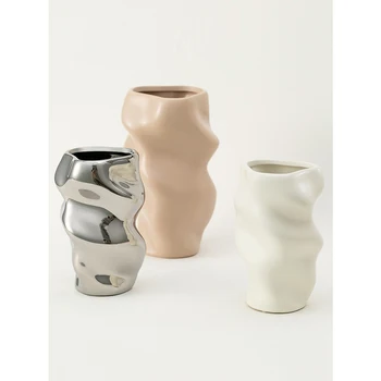 Современное органическое керамическое украшение для вазы, скандинавское креативное дизайнерское мягкое украшение, украшение для дома, гальваническое покрытие