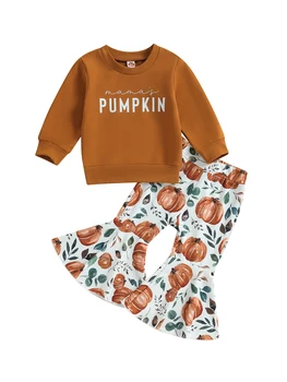 Очаровательный комплект одежды для маленьких мальчиков в стиле Хэллоуина с рубашками с длинными рукавами, толстовкой и штанами в виде тыквы на осень и зиму