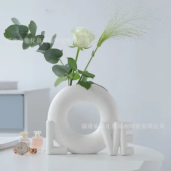 Стиль Ins продвинутая керамическая ваза домашнее украшение индивидуальность ЛЮБОВНАЯ ваза