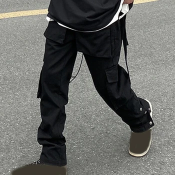 Модные Шикарные Мужские Брюки-карго, Уличная одежда для бега Трусцой, Высокотехнологичная мужская Повседневная одежда, Японские шаровары в стиле хип-хоп Панк