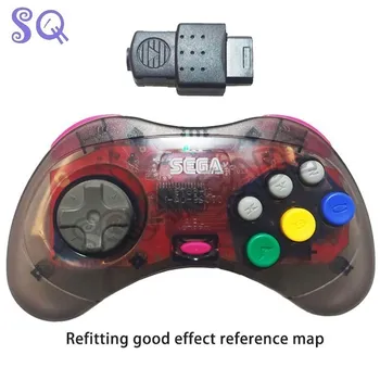ретро-бит SEGA Saturn® с 8 кнопками, подключенными к беспроводной дооснащенной игровой панели Arcade Pad с частотой беспроводной связи 2,4 ГГц Серого цвета Bluetooth