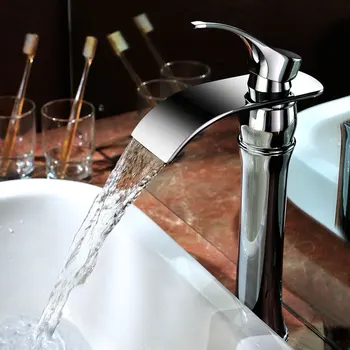 Европейский высококачественный латунный хромированный смеситель для раковины в ванной комнате с водопадом, золотой смеситель для горячей и холодной воды, кран-MD4536