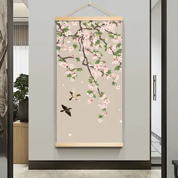 Картина с прокруткой в китайском стиле, Плакат с цветами сливы, Гостиная, Спальня, Офисный декор, Эстетичный Гобелен, Настенное изображение