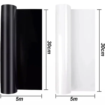 2 Рулона черно-белого термопресс-винила размером 30 см х 5 м из полиуретана, утюг на виниле, легко режущийся и пропалывающий термопресс-винил для рубашек 