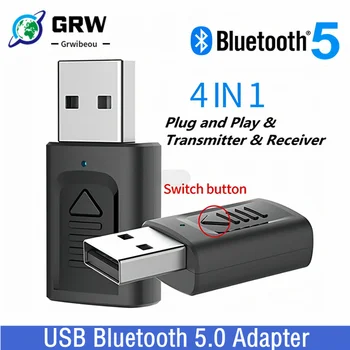 USB Bluetooth 5,0 Аудиоприемник Передатчик 4 В 1 Мини Стерео Bluetooth AUX RCA USB 3,5 мм Разъем Для ПК ТВ Автомобильный Беспроводной Адаптер