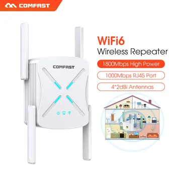 WiFi 6 Ретранслятор AX1800 Wi-Fi Усилитель беспроводной ретранслятор 802.11AC Wi Fi Усилитель 1800 Мбит/с Удлинитель дальнего действия маршрутизатор 4 антенны